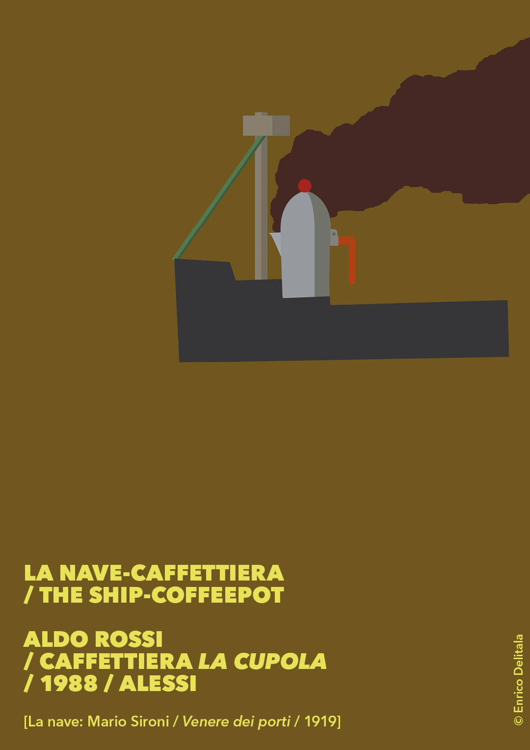 Nave-caffettiera: Enrico Delitala Enrico Delitala illustrator Aldo Rossi