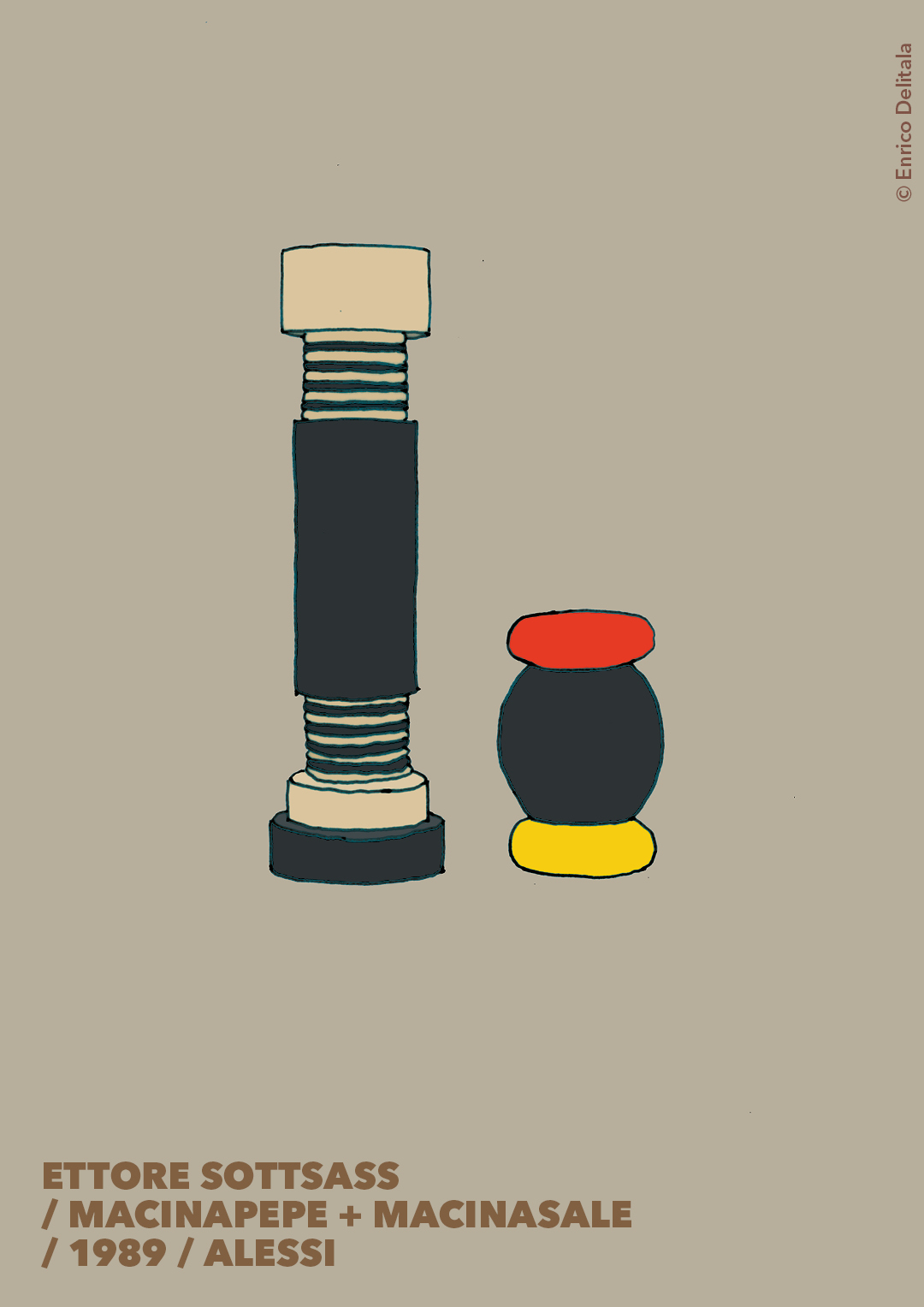 Macinapepe + macinasale: Enrico Delitala Enrico Delitala illustrator Ettore Sottsass